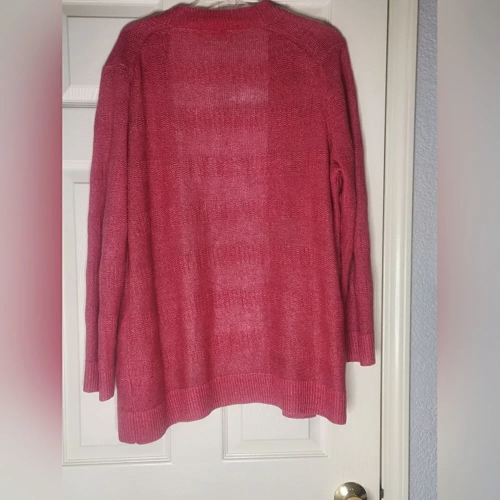 Talbots? L Raspberry Red LngSlv Pockets  Knit Women’s Opened Sweater Cardigan